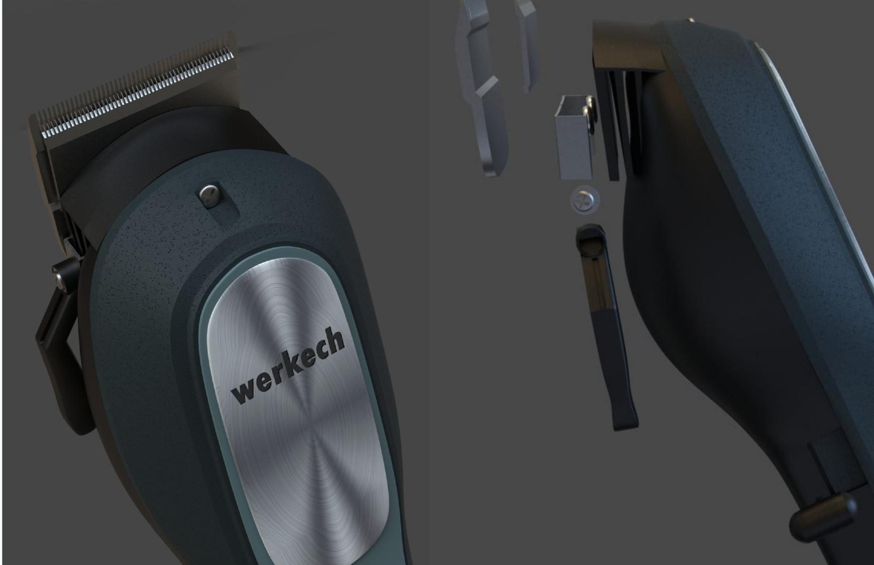 Werkech hair clipper exploded product render