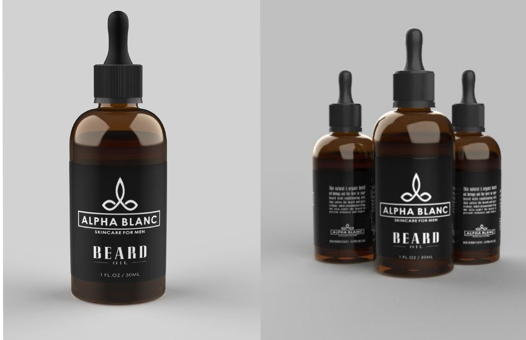 Alpha Blanc beard oil bottle product render